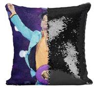 Fabulous Coussin avec Housse Sequin - Paillettes Noir Prince Live Super Bowl [40 x 40 cm] Noir G