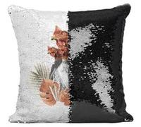 Fabulous Coussin avec Housse Sequin - Paillettes Noir Roi Poulet [40 x 40 cm] Noir G