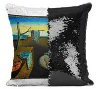 Fabulous Coussin avec Housse Sequin - Paillettes Noir Salvadore Dali Persistance de la Memoire [40 x 40 cm] Noir G