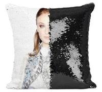 Fabulous Coussin avec Housse Sequin - Paillettes Noir Sophie Turner Actrice [40 x 40 cm] Noir G