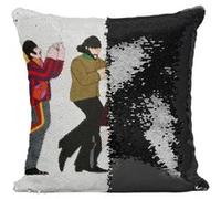 Fabulous Coussin avec Housse Sequin - Paillettes Noir The Beatles Yellow Submarine Dessin [40 x 40 cm] Noir G