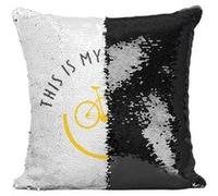 Fabulous Coussin avec Housse Sequin - Paillettes Noir This is my happy face [40 x 40 cm] Noir G