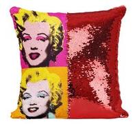 Fabulous Coussin avec Housse Sequin - Paillettes Rouge Andy Warhol Portrait Quadriptique Marilyn Monroe [40 x 40 cm] Rouge G