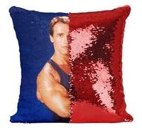 Fabulous Coussin avec Housse Sequin - Paillettes Rouge Arnold Schwarzenegger Jeune [40 x 40 cm] Rouge G
