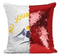 Fabulous Coussin avec Housse Sequin - Paillettes Rouge Au Jour le Jour [40 x 40 cm] Rouge G