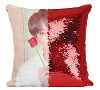 Fabulous Coussin avec Housse Sequin - Paillettes Rouge BTS Map of The Soul: Persona Jungkook [40 x 40 cm] Rouge G