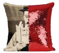 Fabulous Coussin avec Housse Sequin - Paillettes Rouge Charlie Chaplin How to be a Detective [40 x 40 cm] Rouge G