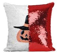 Fabulous Coussin avec Housse Sequin - Paillettes Rouge Citrouille Socière [40 x 40 cm] Rouge G