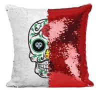 Fabulous Coussin avec Housse Sequin - Paillettes Rouge Crane Muerte Mexique [40 x 40 cm] Rouge G