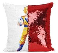 Fabulous Coussin avec Housse Sequin - Paillettes Rouge Dragon Ball Super Son Goku Super Saiyan [40 x 40 cm] Rouge G