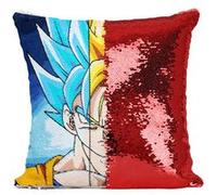 Fabulous Coussin avec Housse Sequin - Paillettes Rouge Dragon Ball Z Son Goku Portrait Manga [40 x 40 cm] Rouge G