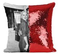 Fabulous Coussin avec Housse Sequin - Paillettes Rouge Elvis Presley Anita Wood Vintage Photo [40 x 40 cm] Rouge G