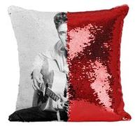 Fabulous Coussin avec Housse Sequin - Paillettes Rouge Elvis Presley Chanteur 7 [40 x 40 cm] Rouge G