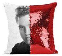 Fabulous Coussin avec Housse Sequin - Paillettes Rouge Elvis Presley Chanteur 9 [40 x 40 cm] Rouge G
