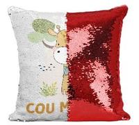 Fabulous Coussin avec Housse Sequin - Paillettes Rouge Girafe Cou Monté [40 x 40 cm] Rouge G