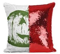 Fabulous Coussin avec Housse Sequin - Paillettes Rouge Halloween Citrouille Effrayante Verte [40 x 40 cm] Rouge G