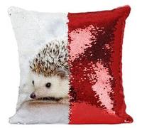 Fabulous Coussin avec Housse Sequin - Paillettes Rouge Herisson Blanc Terrasse [40 x 40 cm] Rouge G
