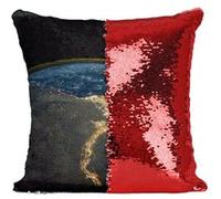 Fabulous Coussin avec Housse Sequin - Paillettes Rouge ISS Splendide Photo De la Terre De Nuit Egypt [40 x 40 cm] Rouge G