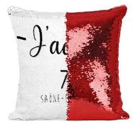 Fabulous Coussin avec Housse Sequin - Paillettes Rouge J'Adore 71 Saone Et Loire Departement Macon [40 x 40 cm] Rouge G