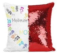 Fabulous Coussin avec Housse Sequin - Paillettes Rouge La Meilleures Maîtresse du Monde Coeur [40 x 40 cm] Rouge G