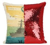 Fabulous Coussin avec Housse Sequin - Paillettes Rouge Pearl Harbor Hawaii Affiche Vintage [40 x 40 cm] Rouge G