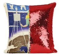 Fabulous Coussin avec Housse Sequin - Paillettes Rouge Pullman Train Affiche Poster Vintage [40 x 40 cm] Rouge G