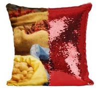 Fabulous Coussin avec Housse Sequin - Paillettes Rouge Sac de Piment Epices Inde [40 x 40 cm] Rouge G
