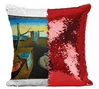 Fabulous Coussin avec Housse Sequin - Paillettes Rouge Salvadore Dali Persistance de la Memoire [40 x 40 cm] Rouge G