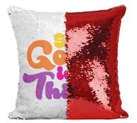 Fabulous Coussin avec Housse Sequin - Paillettes Rouge See Good in All Things [40 x 40 cm] Rouge G