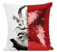 Fabulous Coussin avec Housse Sequin - Paillettes Rouge Tai Chi Illustration Encre Chine [40 x 40 cm] Rouge G