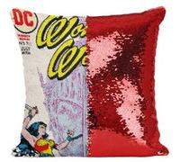 Fabulous Coussin avec Housse Sequin - Paillettes Rouge Wonder Woman Bande Dessinee [40 x 40 cm] Rouge G