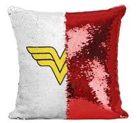 Fabulous Coussin avec Housse Sequin - Paillettes Rouge Wonder Woman Logo [40 x 40 cm] Rouge G