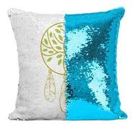 Fabulous Coussin avec Housse Sequin - Paillettes Turquoise Arbre Nature Dreamcatcher [40 x 40 cm] Turquoise G
