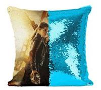 Fabulous Coussin avec Housse Sequin - Paillettes Turquoise Arnold Schwarzenegger Emilie Clarke Terminator 3 [40 x 40 cm] Turquoise G