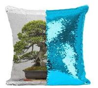 Fabulous Coussin avec Housse Sequin - Paillettes Turquoise Bonsai Japon Arbre Minimalisme [40 x 40 cm] Turquoise G