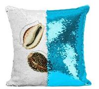 Fabulous Coussin avec Housse Sequin - Paillettes Turquoise Cercle Coquillage [40 x 40 cm] Turquoise G