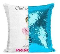 Fabulous Coussin avec Housse Sequin - Paillettes Turquoise C'est Complique D'Etre Une Princesse [40 x 40 cm] Turquoise G