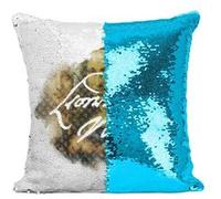 Fabulous Coussin avec Housse Sequin - Paillettes Turquoise Da Vinci Signature Peinture [40 x 40 cm] Turquoise G