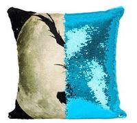 Fabulous Coussin avec Housse Sequin - Paillettes Turquoise Death Note Ange Devant la Lune [40 x 40 cm] Turquoise G
