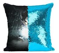 Fabulous Coussin avec Housse Sequin - Paillettes Turquoise Dragon Ball Son Goku Enfant Kamehameha [40 x 40 cm] Turquoise G