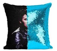 Fabulous Coussin avec Housse Sequin - Paillettes Turquoise Elvis Presley Chanteur 8 [40 x 40 cm] Turquoise G