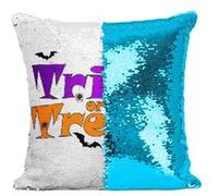 Fabulous Coussin avec Housse Sequin - Paillettes Turquoise Halloween Trick or Treat Araigne [40 x 40 cm] Turquoise G
