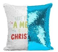 Fabulous Coussin avec Housse Sequin - Paillettes Turquoise Have Yourself a Merry Little Christmas [40 x 40 cm] Turquoise G