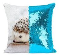 Fabulous Coussin avec Housse Sequin - Paillettes Turquoise Herisson Blanc Terrasse [40 x 40 cm] Turquoise G