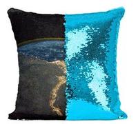 Fabulous Coussin avec Housse Sequin - Paillettes Turquoise ISS Splendide Photo De la Terre De Nuit Egypt [40 x 40 cm] Turquoise G
