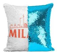 Fabulous Coussin avec Housse Sequin - Paillettes Turquoise Milano Minimalist Milan [40 x 40 cm] Turquoise G