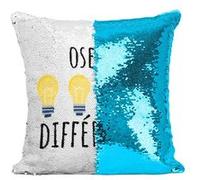 Fabulous Coussin avec Housse Sequin - Paillettes Turquoise Ose Etre Différente [40 x 40 cm] Turquoise G