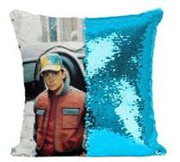 Fabulous Coussin avec Housse Sequin - Paillettes Turquoise Retour Vers le Futur Michael J. Fox Marty McCly [40 x 40 cm] Turquoise G