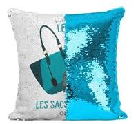 Fabulous Coussin avec Housse Sequin - Paillettes Turquoise Sac à Main - L'argent ne Fait Pas le Bonheur [40 x 40 cm] Turquoise G