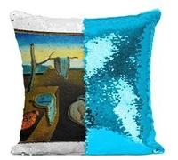 Fabulous Coussin avec Housse Sequin - Paillettes Turquoise Salvadore Dali Persistance de la Memoire [40 x 40 cm] Turquoise G